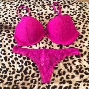 VS Fuchsia Bra and Thong Set